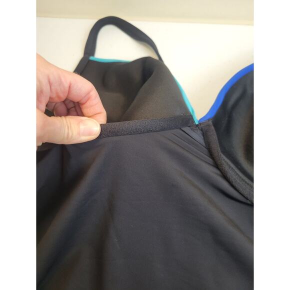Lane Bryant Black Blue Convertible Ruched Swimwear Tankini Top Underwire Sz 42C - Picture 10 of 12